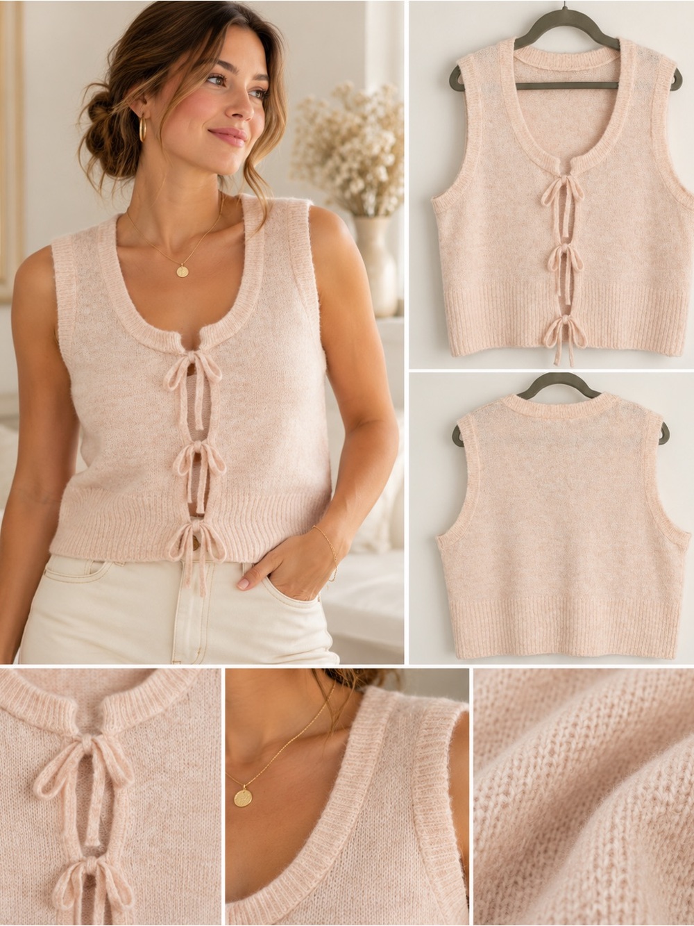 Maison d’Amélie Paris Alpaca Wool Blend Tie Front Knit Vest 1X